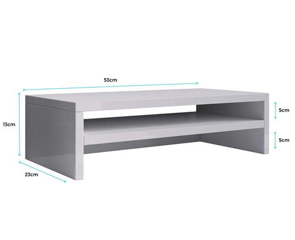 Suporte de Monitor Abby XXL – 53x13 cm – Branco Brilho