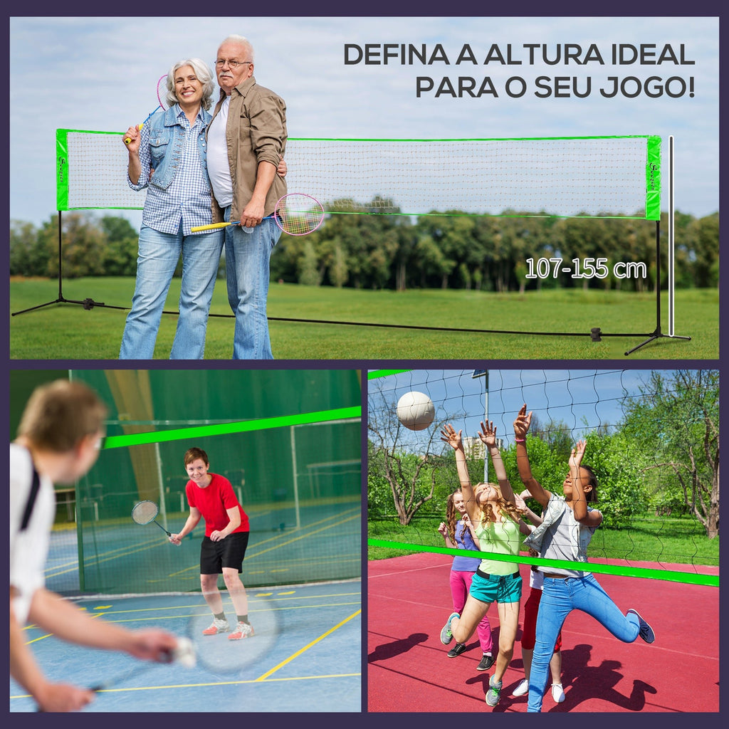 SPORTNOW Kit de Badminton de 7 Peças Jogo de Badminton com 2 Raquetes 3 Badminton 2 Raquetes de Pickleball 2 Bolas de Pickleball Bola de Voleibol e Rede com Suporte Preto e Verde - A minha loja