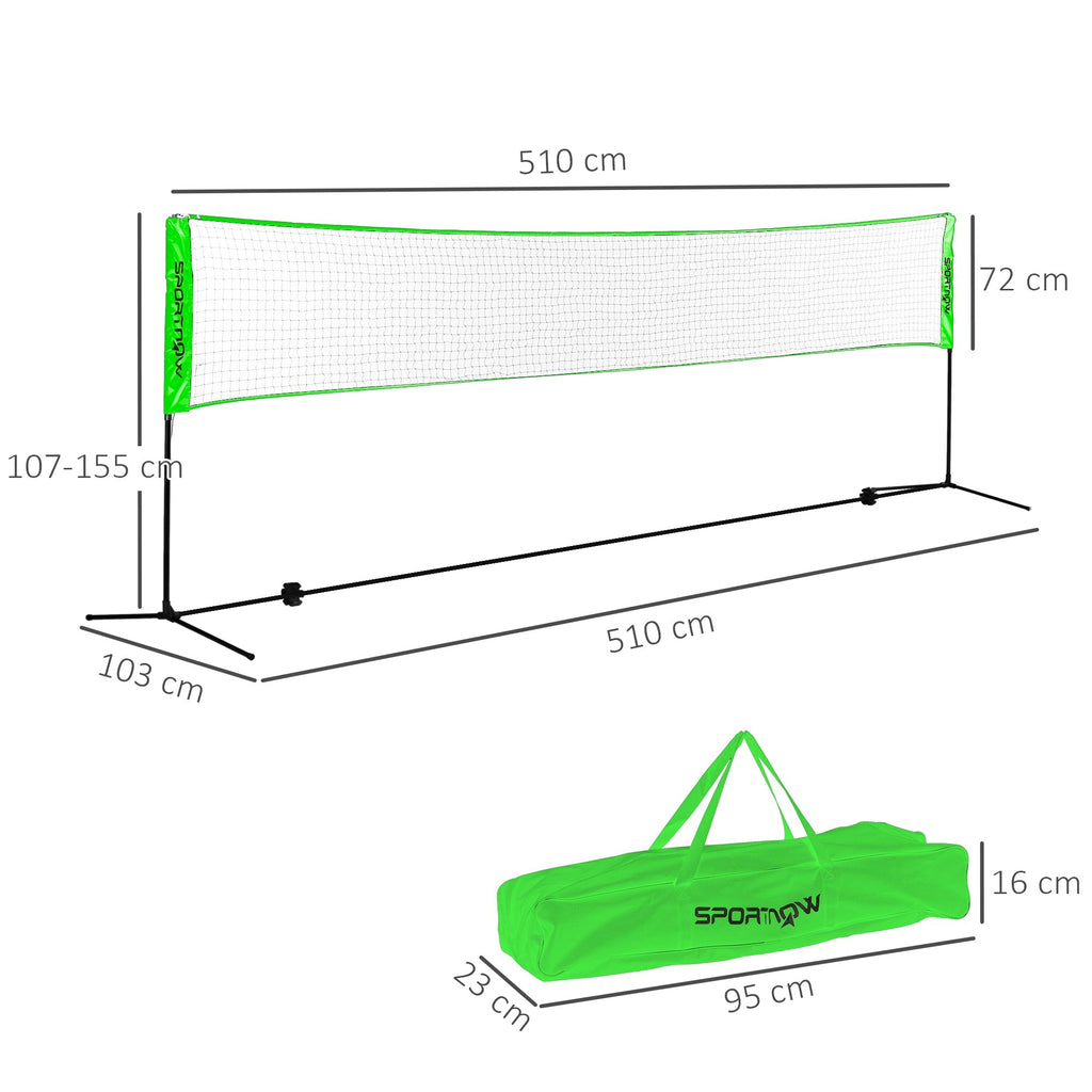 SPORTNOW Kit de Badminton de 7 Peças Jogo de Badminton com 2 Raquetes 3 Badminton 2 Raquetes de Pickleball 2 Bolas de Pickleball Bola de Voleibol e Rede com Suporte Preto e Verde - A minha loja