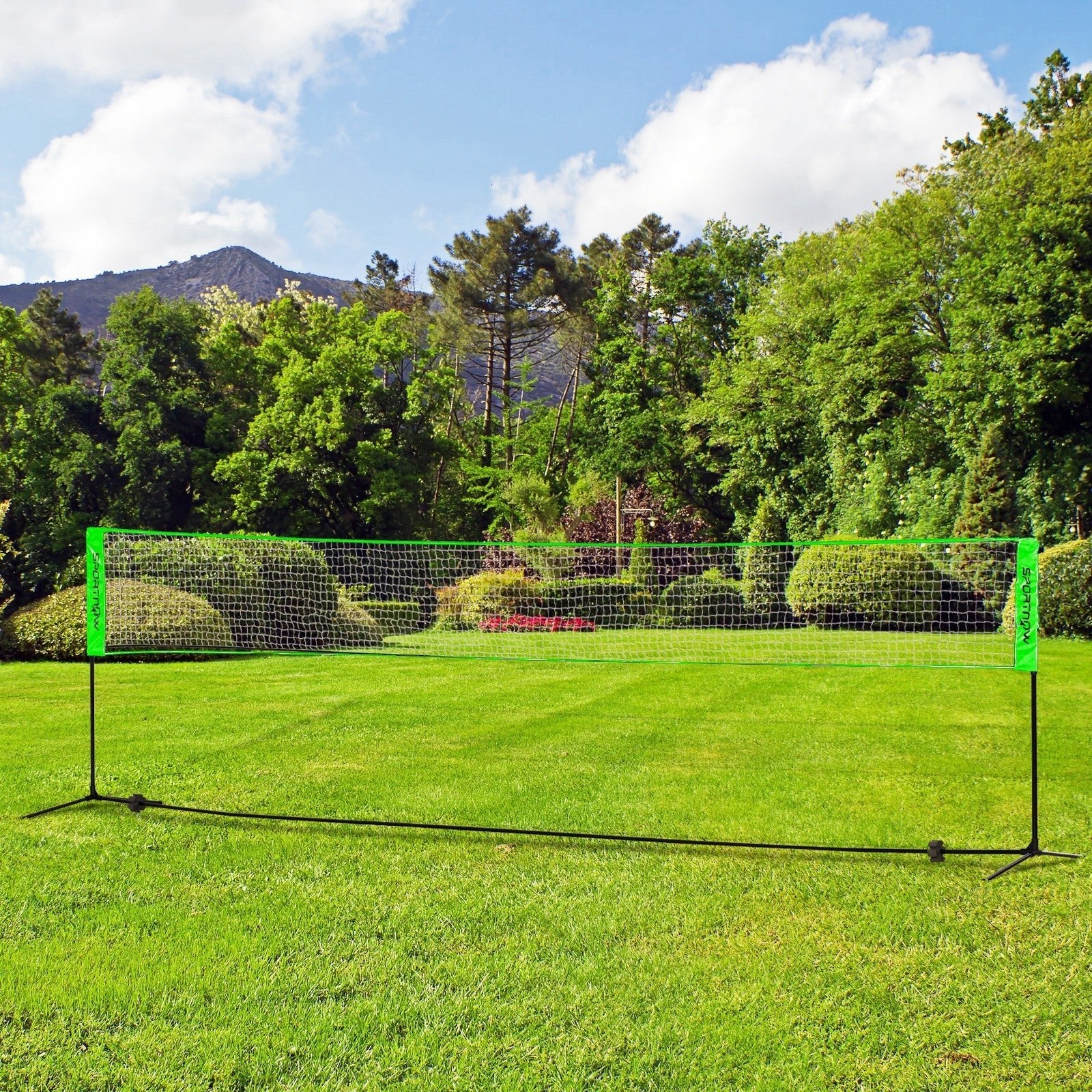 SPORTNOW Kit de Badminton de 7 Peças Jogo de Badminton com 2 Raquetes 3 Badminton 2 Raquetes de Pickleball 2 Bolas de Pickleball Bola de Voleibol e Rede com Suporte Preto e Verde - A minha loja