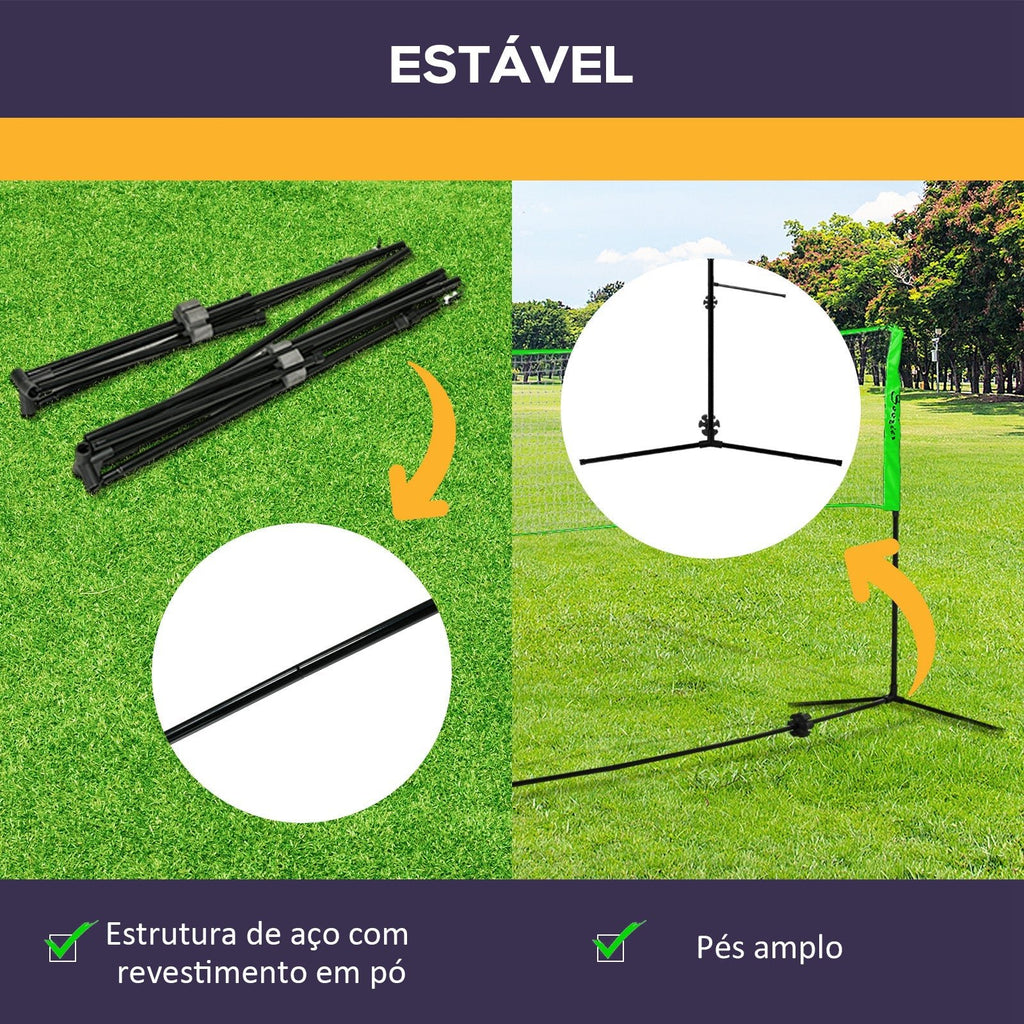 SPORTNOW Kit de Badminton de 7 Peças Jogo de Badminton com 2 Raquetes 3 Badminton 2 Raquetes de Pickleball 2 Bolas de Pickleball Bola de Voleibol e Rede com Suporte Preto e Verde - A minha loja