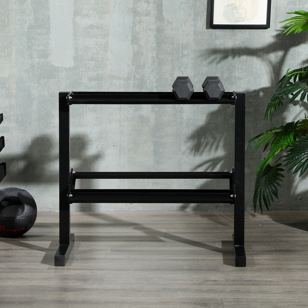 SPORTNOW Suporte para Halteres de 2 Níveis Suporte de Armazenamento para Halteres de Aço para Ginásio em Casa Carga Máxima 270 kg 92,5x50,5x80,5 cm Preto - A minha loja