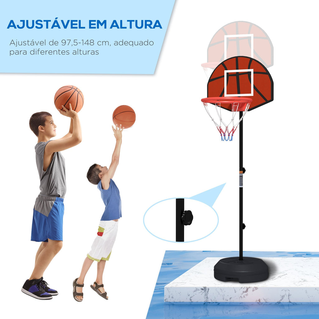 SPORTNOW Tabela de Basquetebol com Altura Ajustável 129 - 179 cm Aro de Basquetebol com Alvo Magnético e Dardos Base Reenchível Ø38x129 - 179 cm Preto - A minha loja