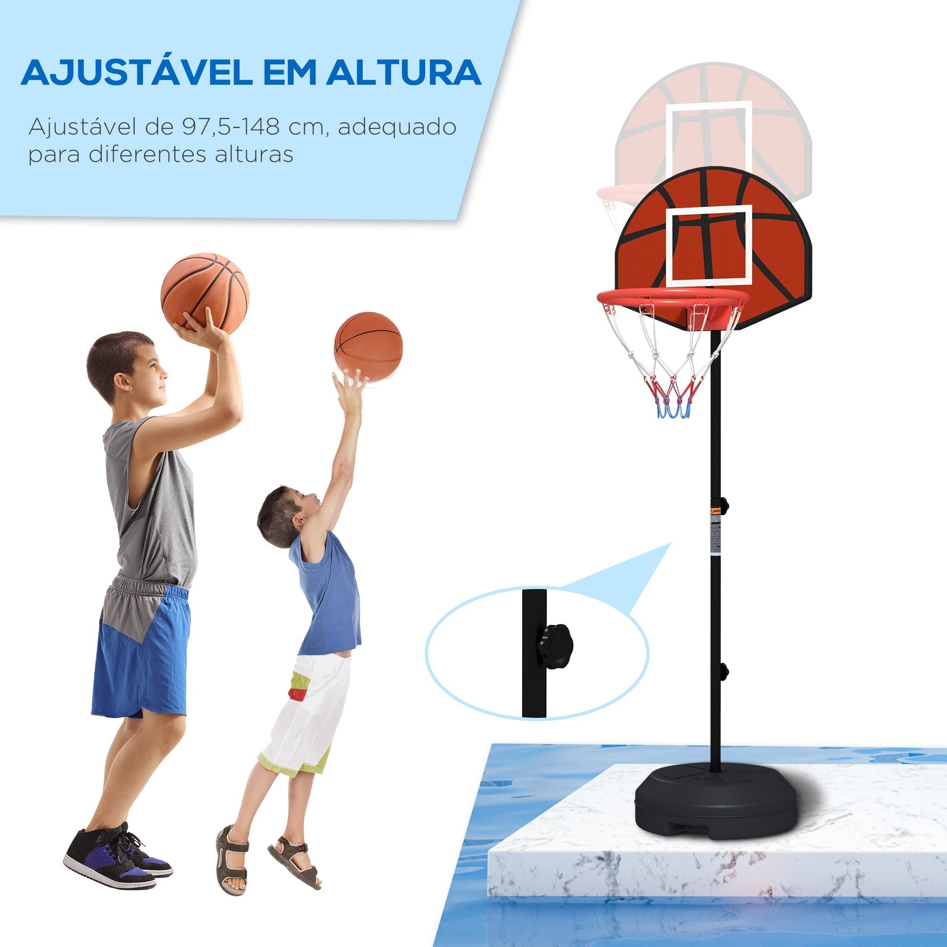 SPORTNOW Tabela de Basquetebol com Altura Ajustável 129 - 179 cm Aro de Basquetebol com Alvo Magnético e Dardos Base Reenchível Ø38x129 - 179 cm Preto - A minha loja