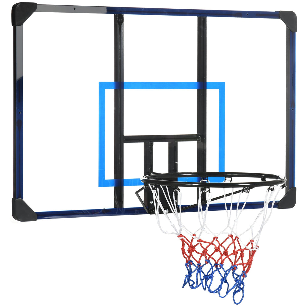 SPORTNOW Tabela de Basquetebol de Parede Cesta de Basquetebol para Exterior 113x61x73 cm Azul e Preto - A minha loja