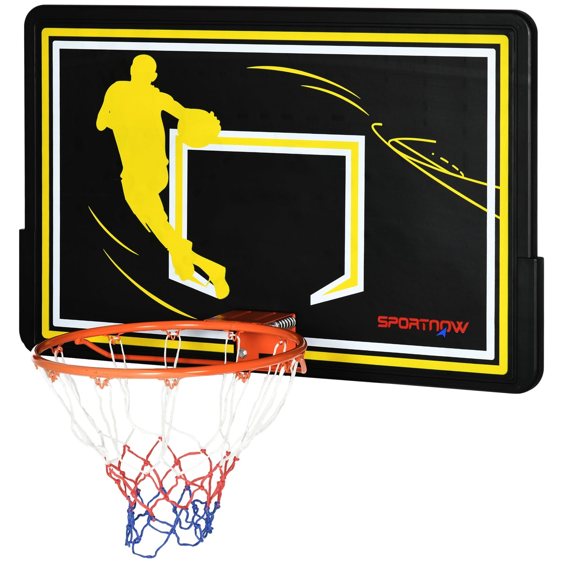 SPORTNOW Tabela de Basquetebol de Parede para Interior Exterior Tabela de Basquetebol para Adultos 110x90x70 cm Preto e Amarelo - A minha loja