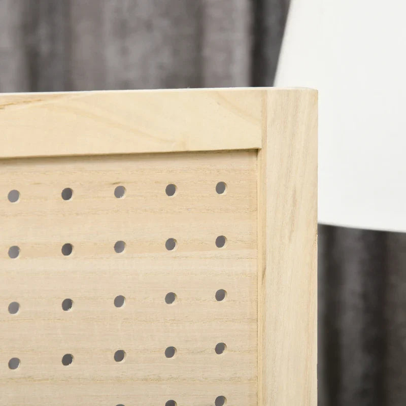 Biombo de 4 Painéis Separador de Ambientes Dobrável 152x1,7x144,5 cm Divisor de Habitações Painéis com Orifícios para Pendurar para Escritório Dormitório Sala de Estar Madeira