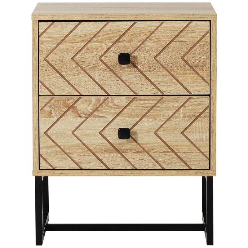 Cômoda de Madeira da Mesa de Cabeceira Confortável com 2 gavetas Roupeiro 48x39,5x60cm do Armazenamento da Mobília da Mesa de Cabeceira 48x39,5x60 cm
