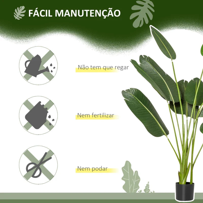 Planta Artificial Bananeira de 160cm com Vaso e 10 Folhas Realistas Planta Tropical Sintética para Decoração em Interior e Exterior Escritório Casa Verde