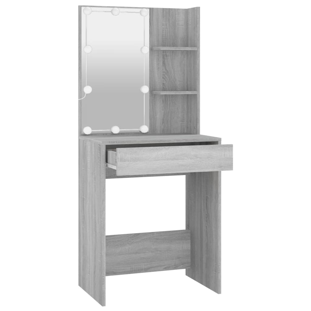 Toucador com LEDs 60x40x140 cm sonoma cinza - A minha loja