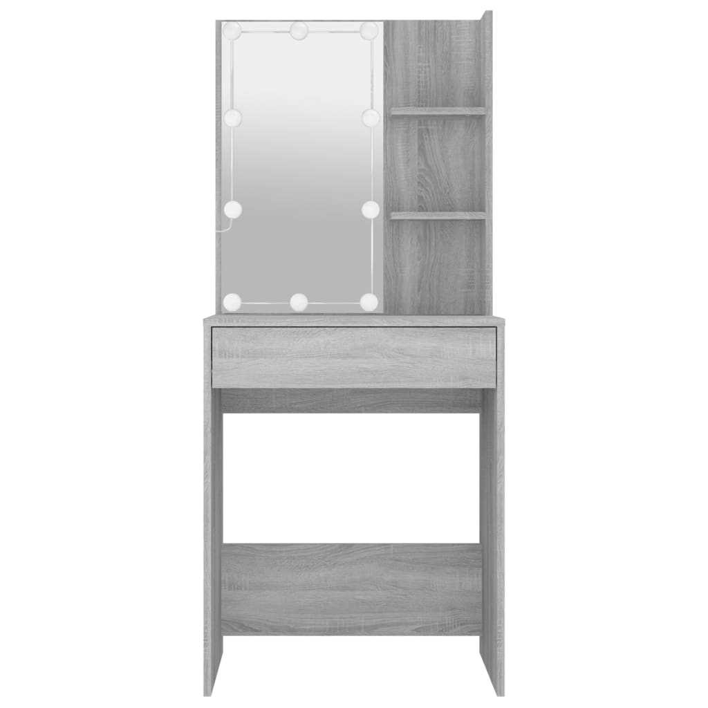 Toucador com LEDs 60x40x140 cm sonoma cinza - A minha loja