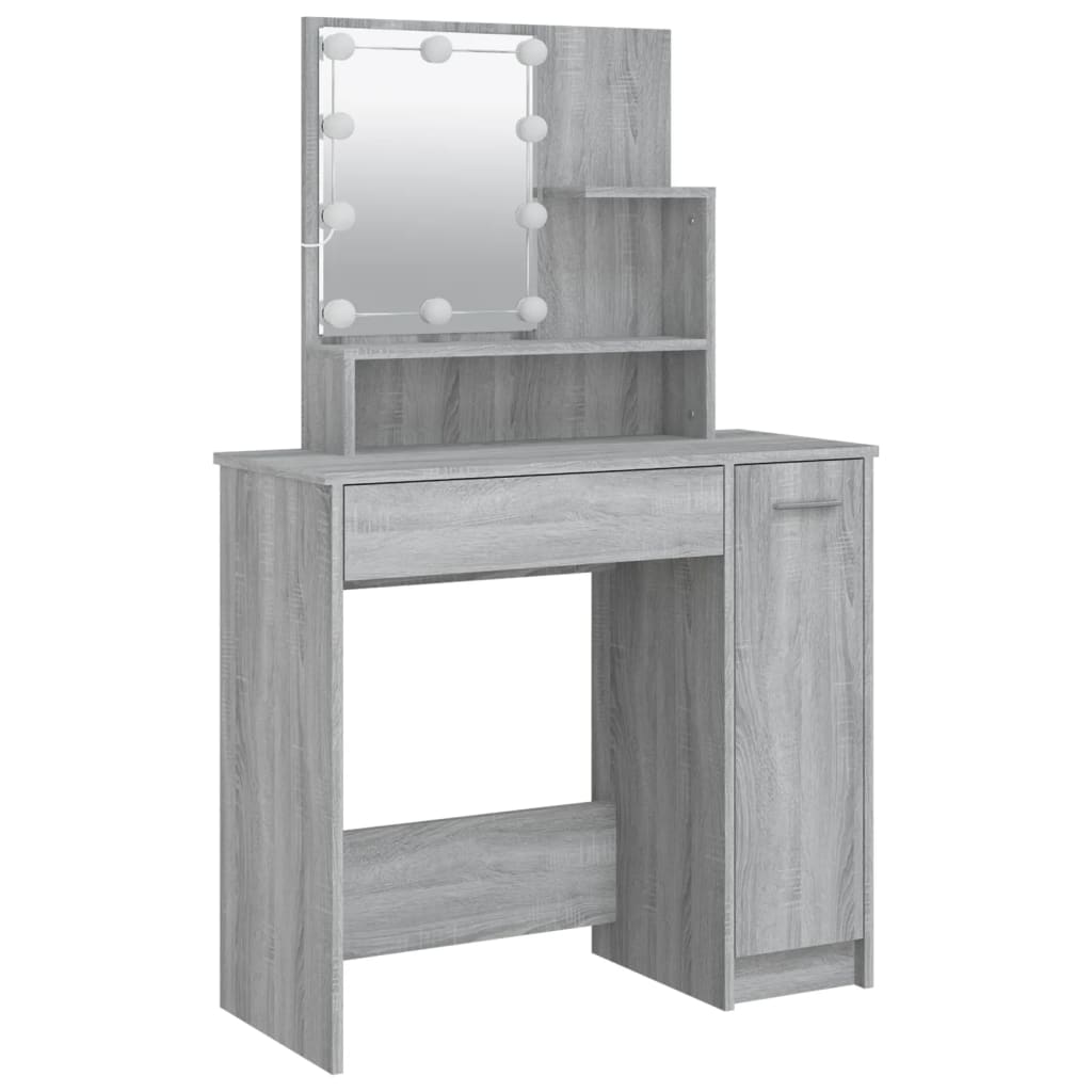 Toucador com LEDs 86,5x35x136 cm sonoma cinza - A minha loja