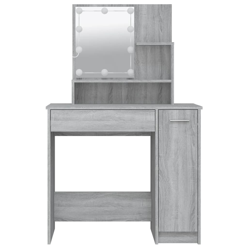 Toucador com LEDs 86,5x35x136 cm sonoma cinza - A minha loja