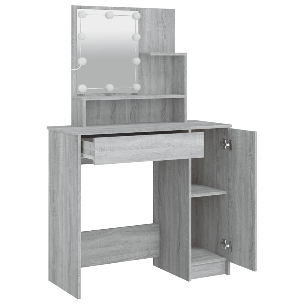 Toucador com LEDs 86,5x35x136 cm sonoma cinza - A minha loja