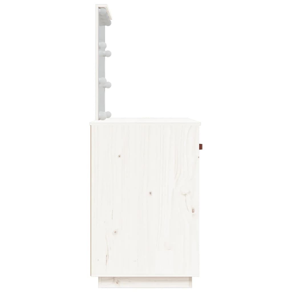 Toucador com luzes LED 95x50x133,5 cm pinho maciço branco - A minha loja