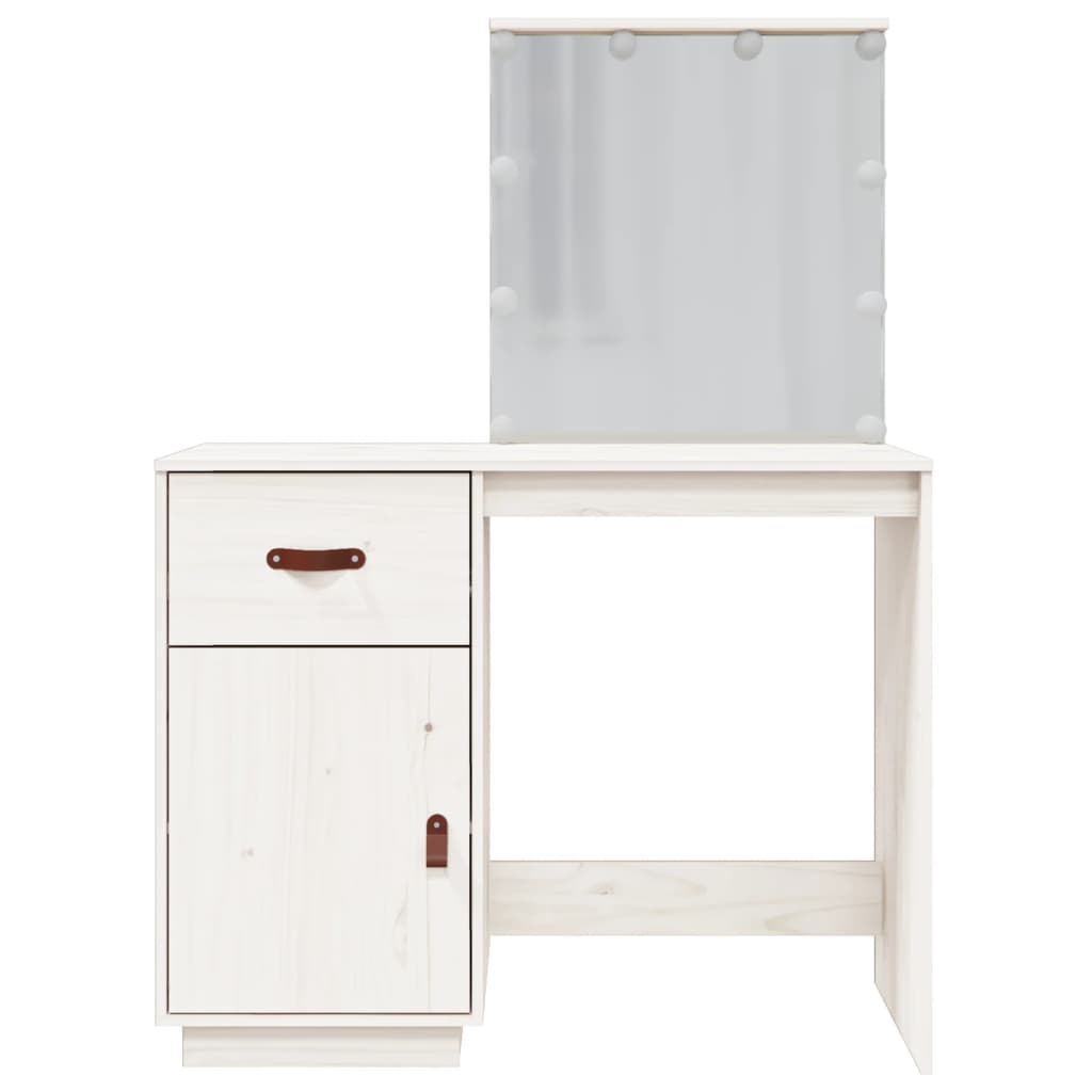 Toucador com luzes LED 95x50x133,5 cm pinho maciço branco - A minha loja