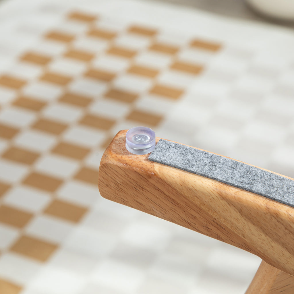Poltrona Baloiço Estofada em Linho Poltrona Baloiço com Pés de Madeira de Borracha e Apoio para os Braços para Sala de Estar Dormitório Carga 150 kg 65x87x94,5 cm Cinza