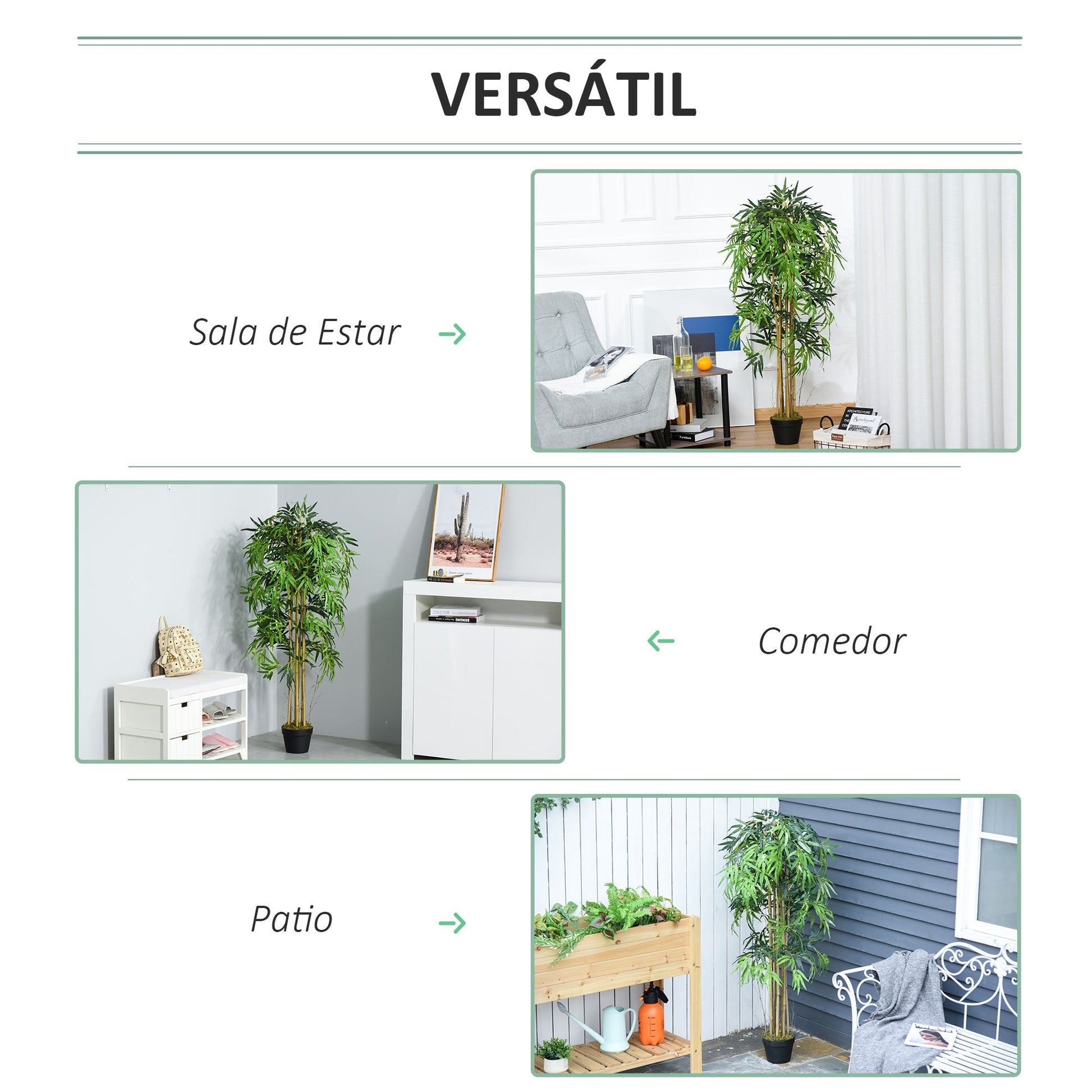 Bambu Artificial 150cm com Vaso Decorativo Planta Sintética Realística Ø18x150 cm Verde