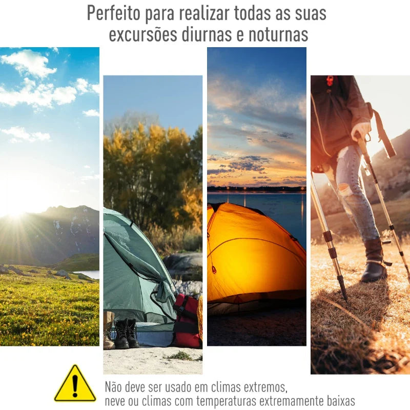 Tenda de Campismo para 4-5 Pessoas Impermeável 3000mm+ Anti UV com Bolsa de Transporte e Gancho para Luz 455x230x180cm Cinza