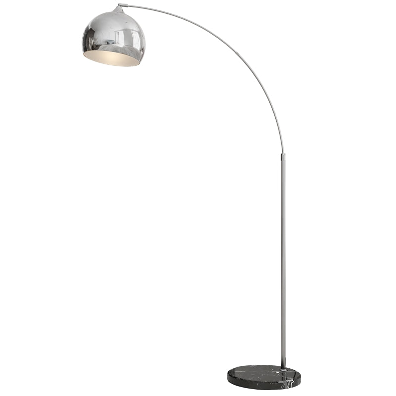 Candeeiro de Pé em Forma de Arco com Altura e Comprimento Ajustáveis Candeeiro de Leitura para Lâmpadas E27 Potência Máxima 40W com Interruptor de Pé 110-115x30x170-180 cm Prata e Preto