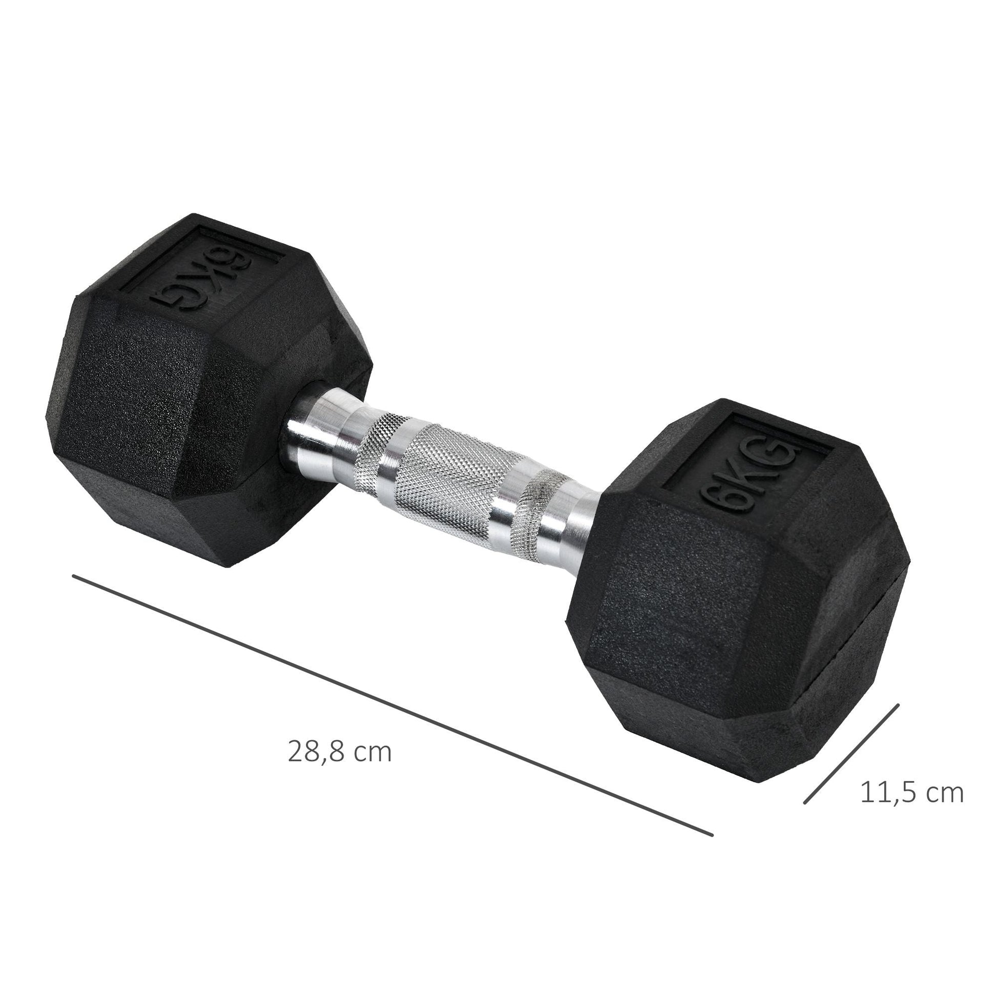 Conjunto de Halteres 12 kg com Barra Metálica e Cabeça Hexagonal Conjunto Pesos para Treino em Casa Ginásio 28,8x11,5 cm Preto e Prata – Modelo Luleå