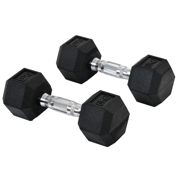 Conjunto de Halteres 12 kg com Barra Metálica e Cabeça Hexagonal Conjunto Pesos para Treino em Casa Ginásio 28,8x11,5 cm Preto e Prata – Modelo Luleå