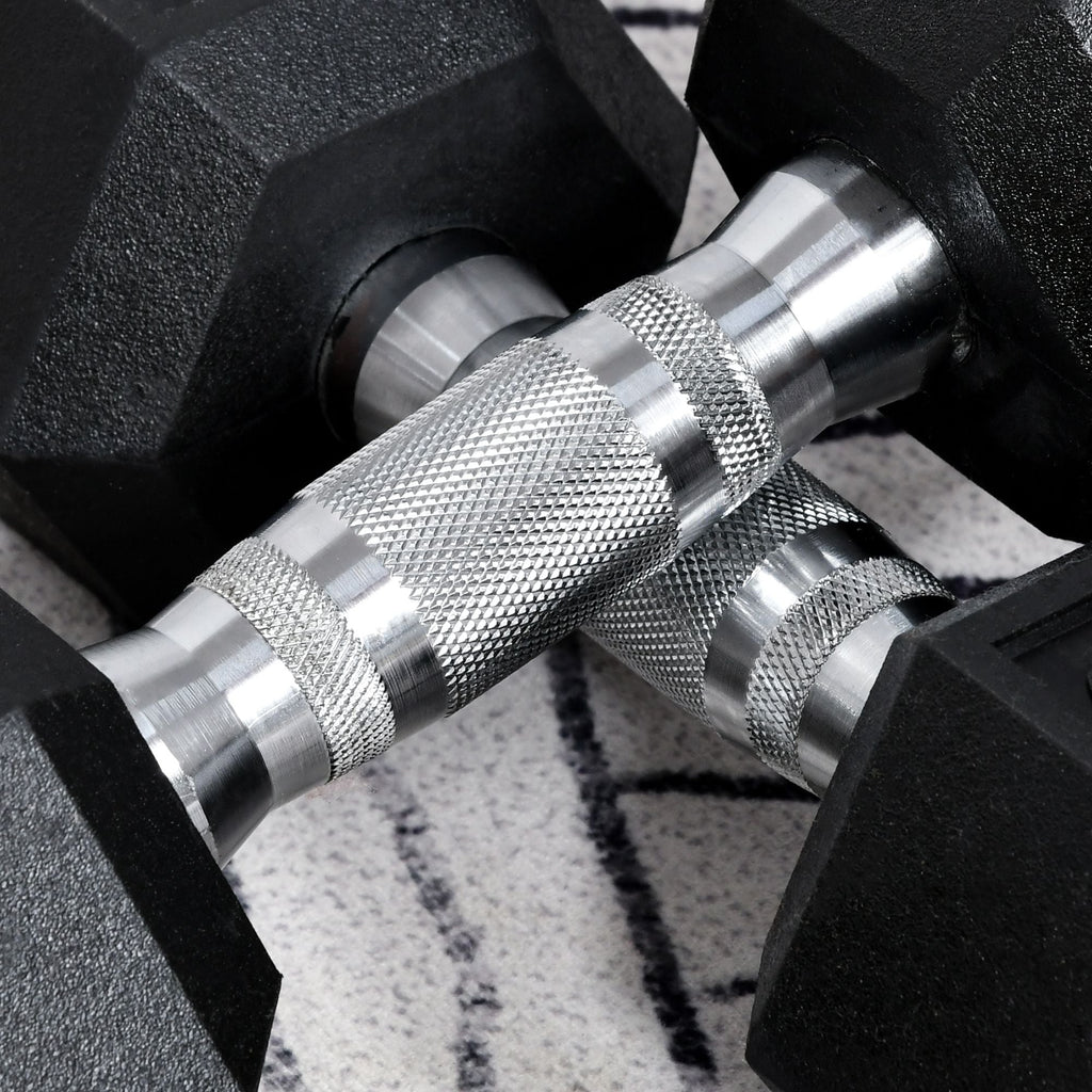 Conjunto de Halteres 12 kg com Barra Metálica e Cabeça Hexagonal Conjunto Pesos para Treino em Casa Ginásio 28,8x11,5 cm Preto e Prata – Modelo Luleå