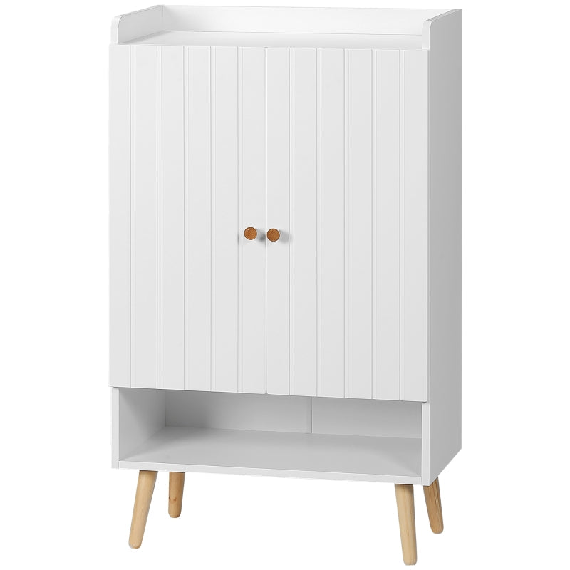 Sapateira com 2 Portas Armário para Sapatos com Prateleira Aberta e Prateleiras Ajustáveis para 15 Pares de Sapatos para Corredor Entrada 60x33x100cm Branco