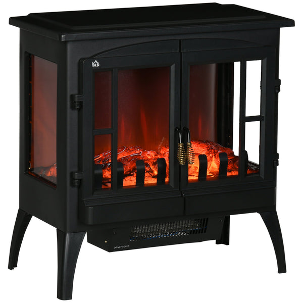 Lareira Elétrica 1000W/2000W Lareira Elétrica Decorativa com Luzes LED Chamas Realistas e Proteção Contra Superaquecimento para 15-20 ㎡ 60x37x60,5 cm Preto
