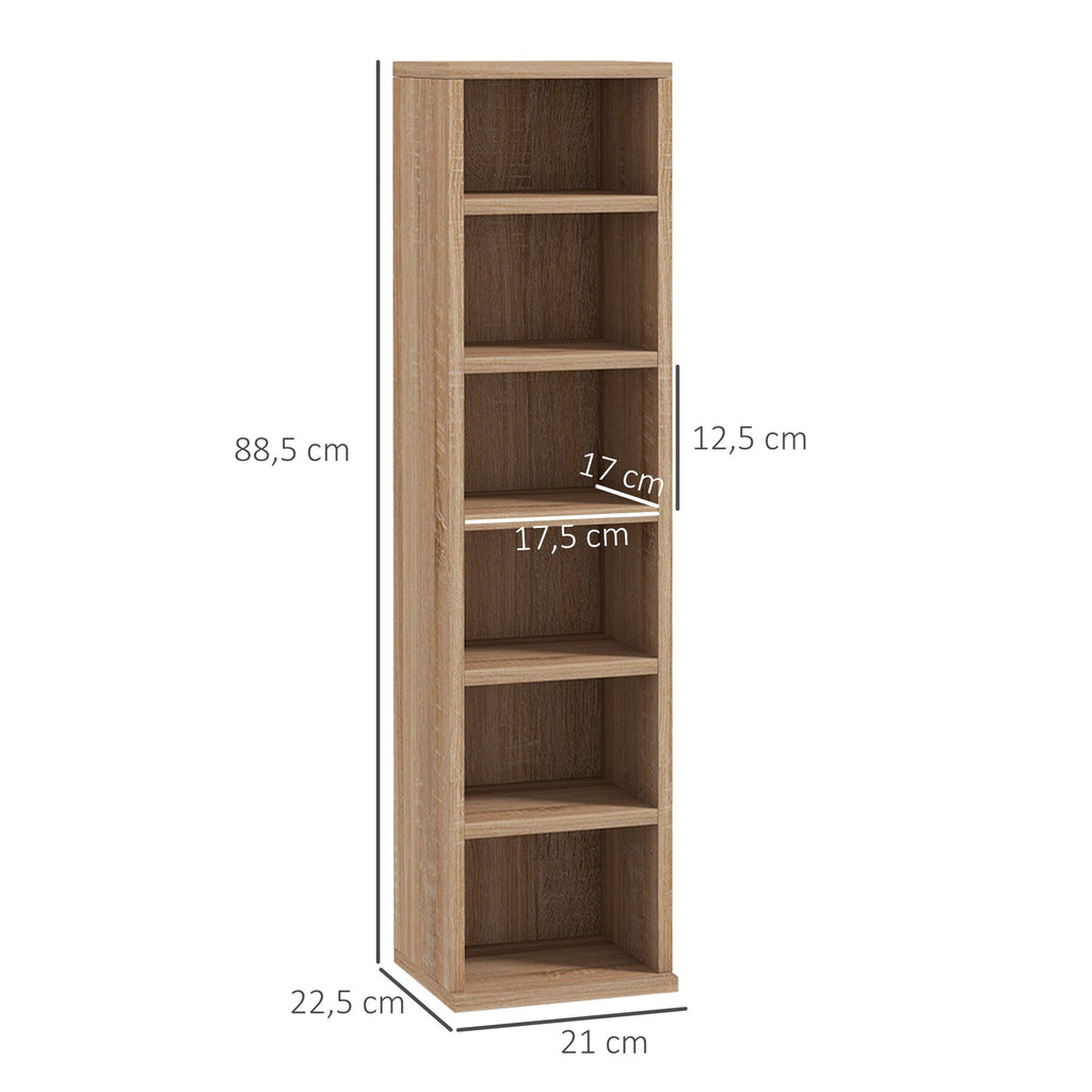 Estante para CD ou DVD Suporte para CD com 12 Compartimentos para 204 CDs e Prateleira Ajustável para Sala de Estar Dormitório Escritório 2 Unidades 21x22,5x88,5 cm Madeira