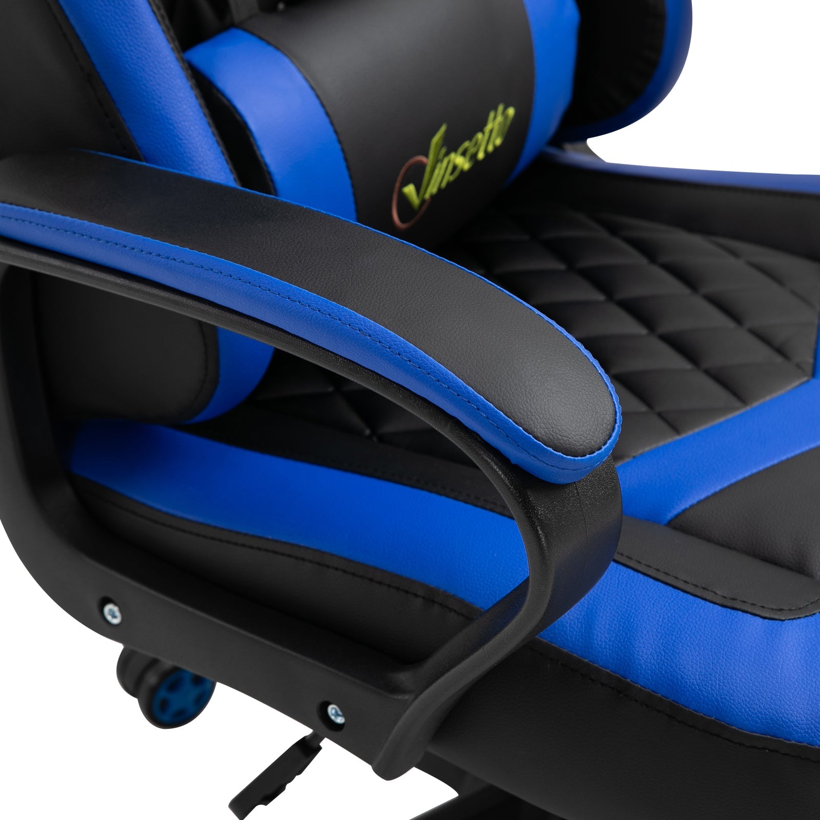 Cadeira Gaming Cadeira de Escritório Ergonómica com Altura Regulável Basculante com Apoio de Cabeça e Almofada Lombar 61x70x121-129 cm Azul
