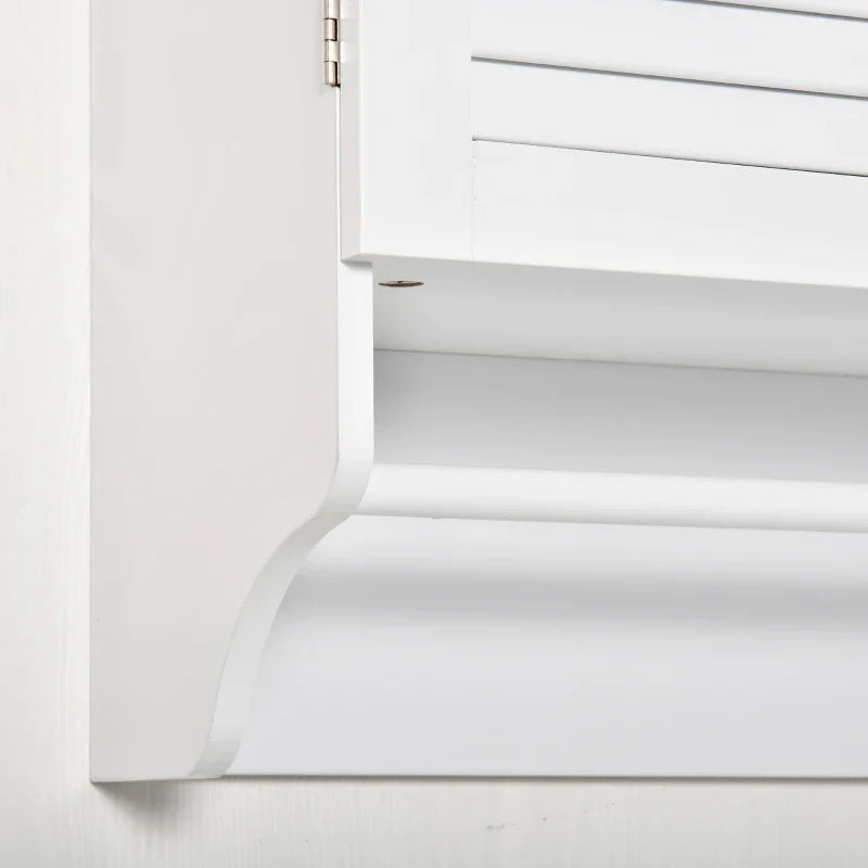 Kleanklin Armário Casa de Banho de Parede com 2 Portas de Persiana Prateleira Interior e Barra para Toalhas Móvel Auxiliar Suspenso Moderno Multiuso para Cozinha 60x23x60cm Branco