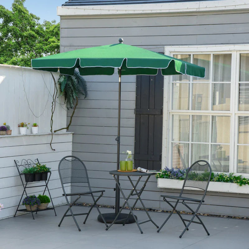 Chapéu de Sol Retangular de Jardim 198x130x240cm Chapéu de Sol de Alumínio com Função de Inclinação para Terraço Pátio Exterior Verde