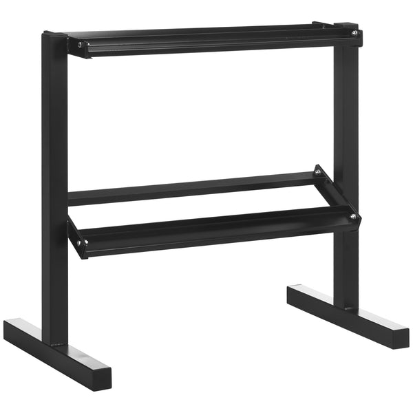 SPORTNOW Suporte para Halteres de 2 Níveis Suporte de Armazenamento para Halteres de Aço para Ginásio em Casa Carga Máxima 270 kg 92,5x50,5x80,5 cm Preto