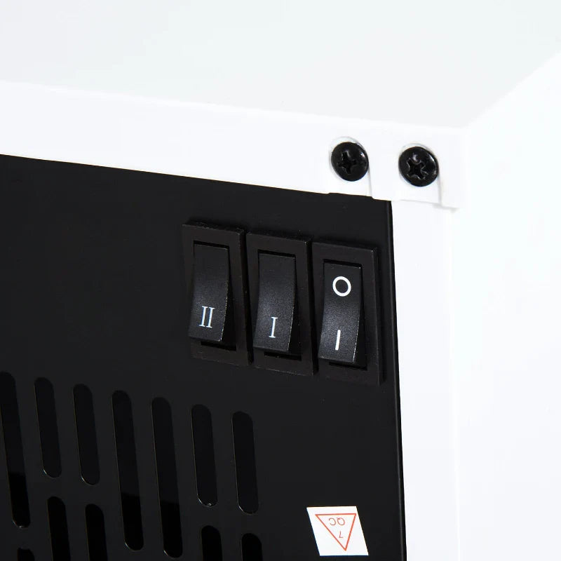 Lareira Elétrica Portátil Lareira Elétrica Compacta com Termostato Ajustável 600W/1200W e Efeito de Chama Realista 34x17x25cm Branco