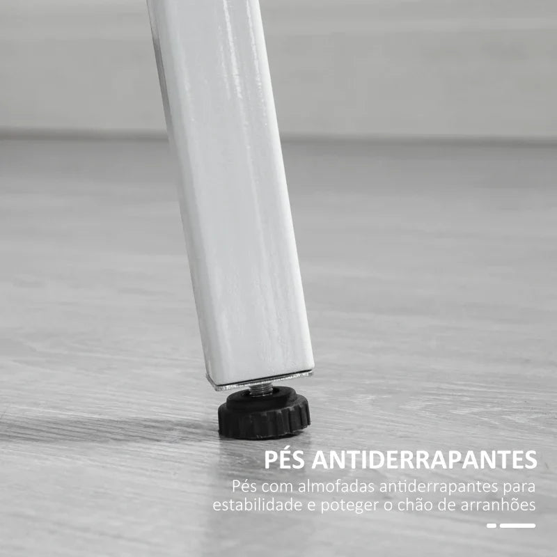 Mesa de Sala de Jantar Redonda para 4 Pessoas Mesa de Cozinha Moderna com Pés de Aço Ø80x76 cm Madeira e Branco