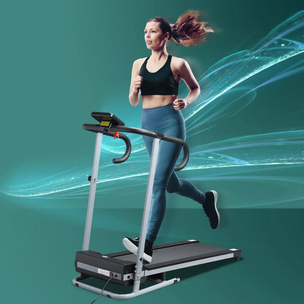 Passadeira Elétrica Dobrável com Velocidade 1-10km/h com Ecrã LCD e Carga Máxima 110kg para Casa Escritório 120,5x60x116cm Preto e Cinza