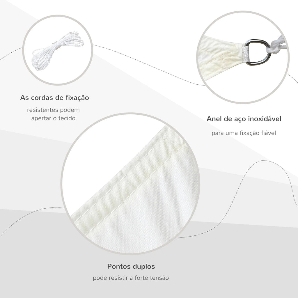 Vela/Toldo de Sombra Retangular 4x6 m em Poliéster – Proteção UV e Instalação Fácil com Anéis e Cordas, Cor Creme - A minha loja