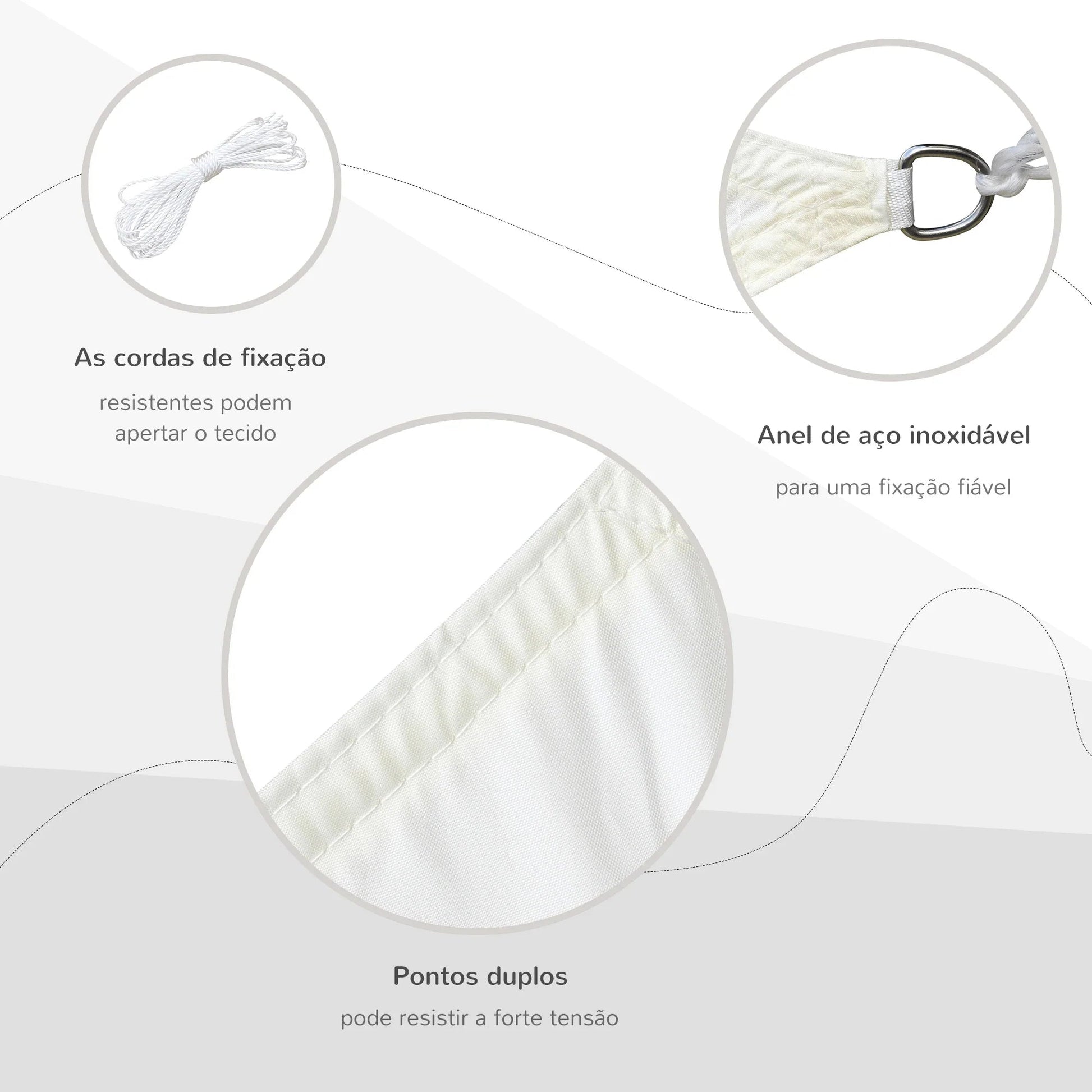 Vela/Toldo de Sombra Retangular 4x6 m em Poliéster – Proteção UV e Instalação Fácil com Anéis e Cordas, Cor Creme - A minha loja