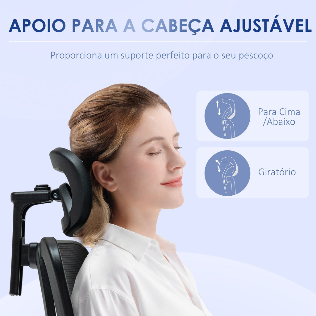 Vinsetto Cadeira de Escritório com Apoio para os Braços 2D Cadeira de Escritório com Altura Ajustável Apoio para a Cabeça Suporte Lombar Alto 67x64x117 - 127cm Preto - A minha loja