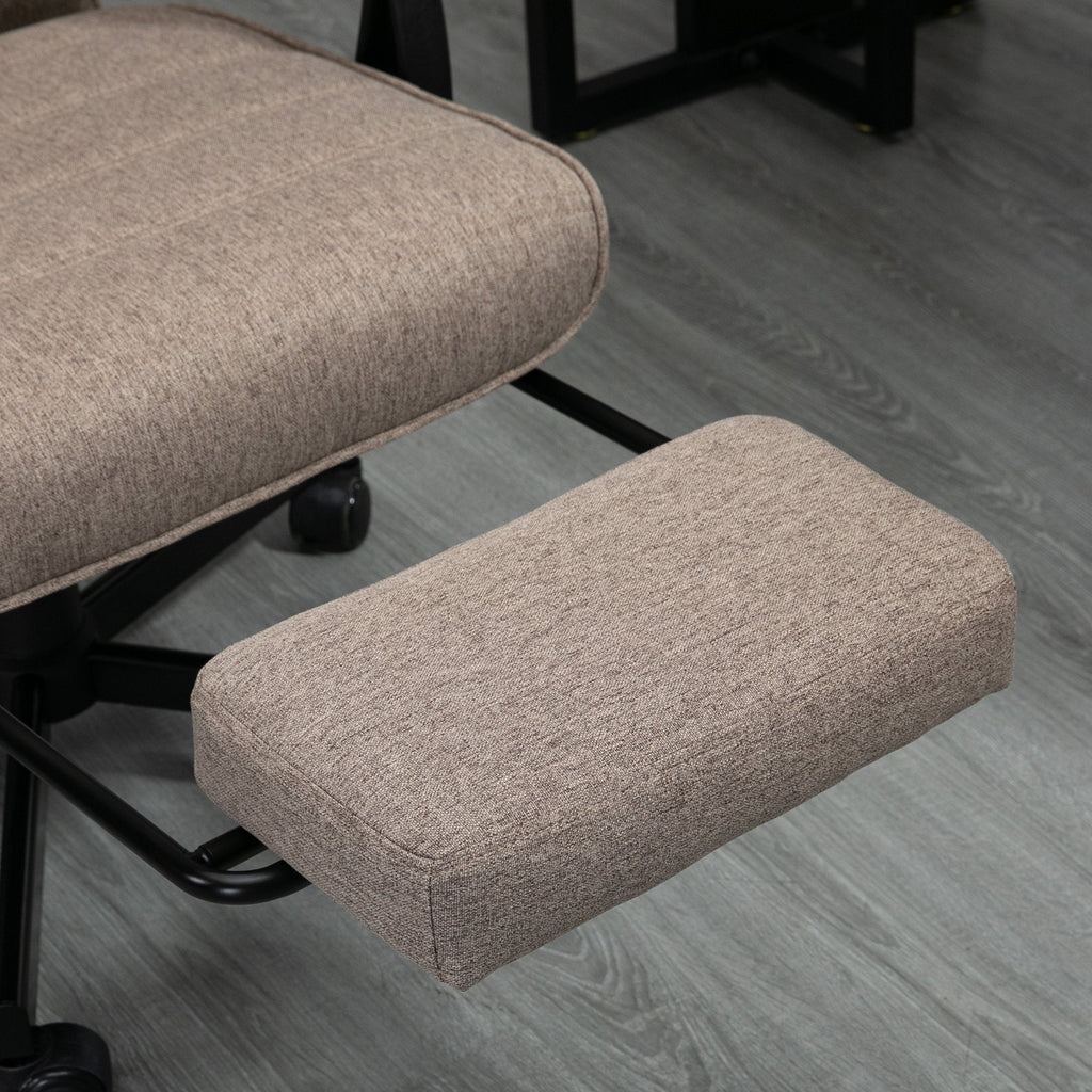 Vinsetto Cadeira de Escritório Giratória Cadeira de Escritório Reclinável com Altura Ajustável Apoio para os Braços Apoio para os Pés Retrátil para Sala de Estar Escritório Estúdio Carga 20kg 68x67x106 - 114cm Marrom - A minha loja