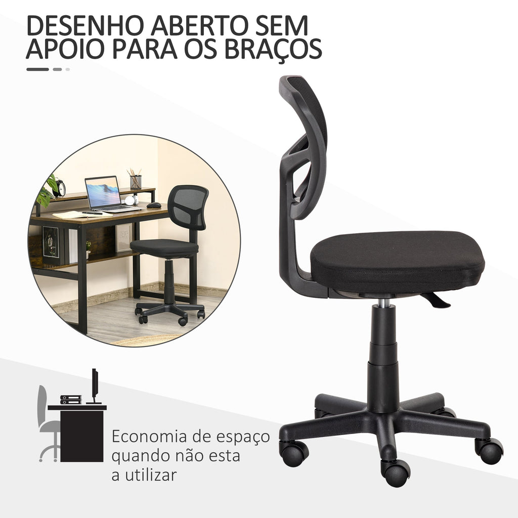 Vinsetto Cadeira de Escritório Operativa de Malha Cadeira de Escritório Giratória 360° com Altura Ajustável Suporte Lombar Respirável e Rodas 43x48x77,5 - 89,5cm Preto - A minha loja