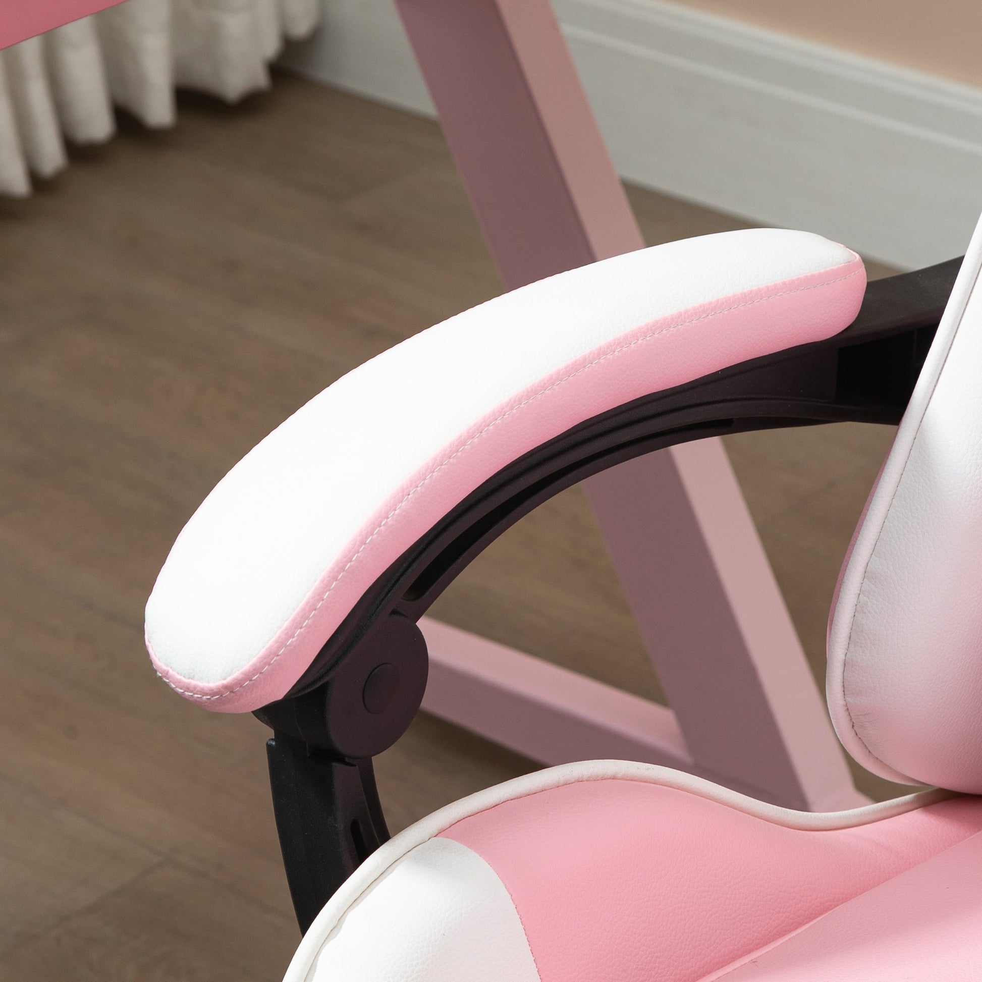 Vinsetto Cadeira de Gaming Reclinável Cadeira Gaming Giratória com Apoio para a Cabeça Apoio para os Pés Almofada Lombar Altura Ajustável para Escritório Estúdio 64x67x119 - 127 cm Rosa - A minha loja