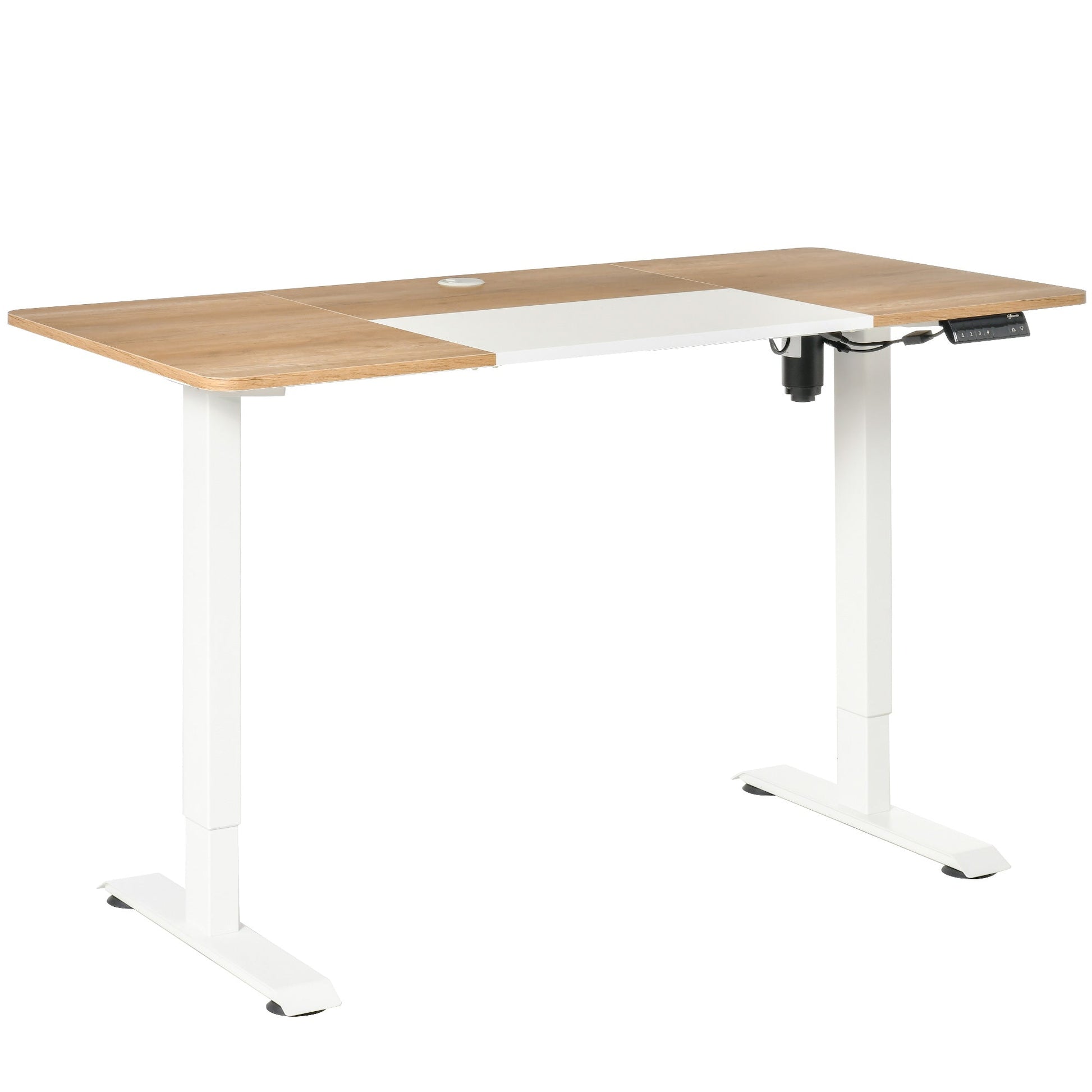 Vinsetto Secretária Elétrica de Pé com Ajuste Elétrico de Altura e 4 Teclas de Memória para Casa Escritório 140x70x72 - 116 cm Branco e Natural - A minha loja