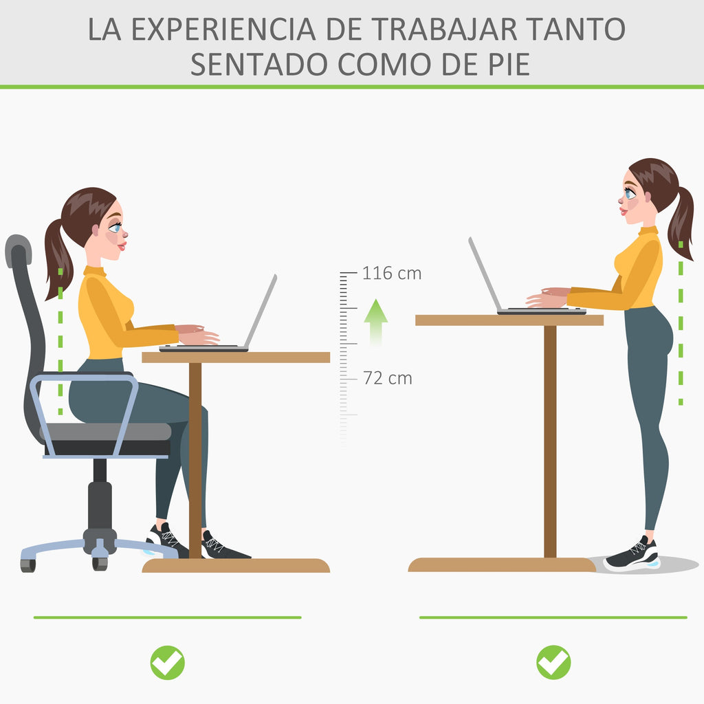 Vinsetto Secretária elétrica de pé Mesa ajustável em altura para escritório com 4 teclas de memória automática inteligente 120x60x72 - 116 cm moldura preto - A minha loja