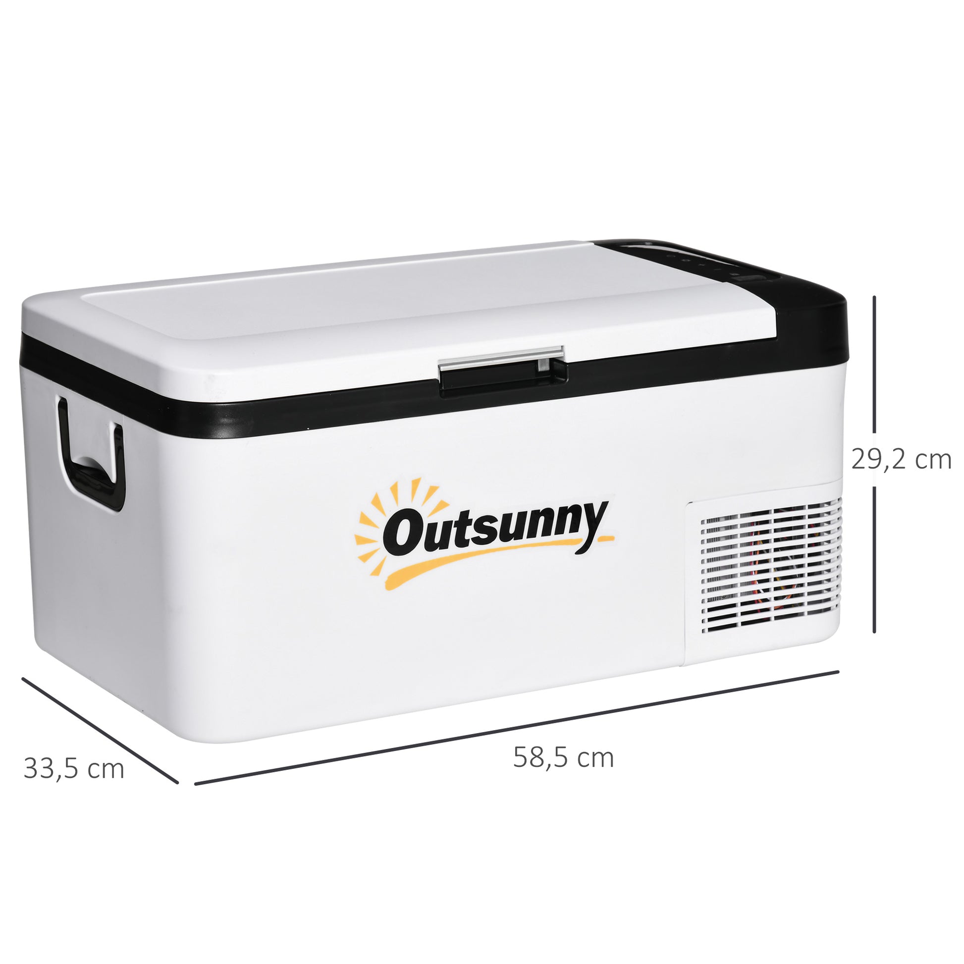 Geleira com Compressor 18L Portátil até -20℃ com Luz LED e Alças Dobráveis Geleira de Carro 12V/24V e 240V para Casa Campismo Viagem 58,5x33,5x29,2cm Branco