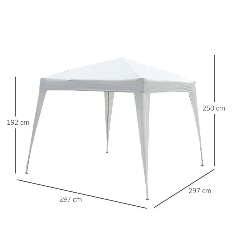 Tenda Dobrável 297x297x250 cm Tenda para Jardim Campismo Festas Eventos Aço e Oxford Branco