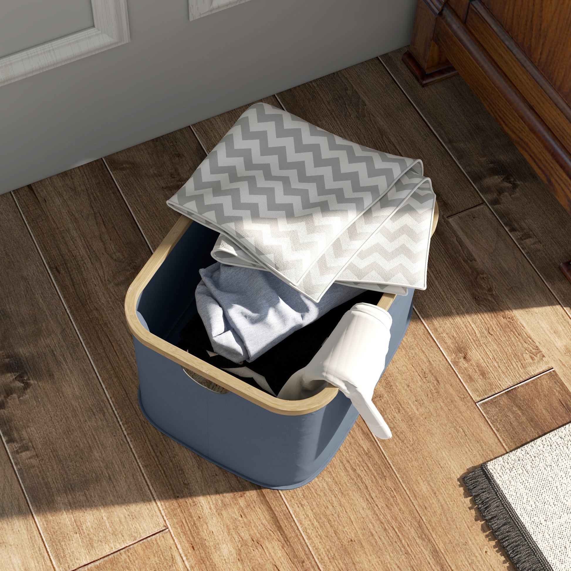 Cesto para Roupa Dobrável Cesto para Roupa Suja 36 L com Pega para Casa de Banho Dormitório Lavandaria 44,3x33,3x26,5 cm Cinza