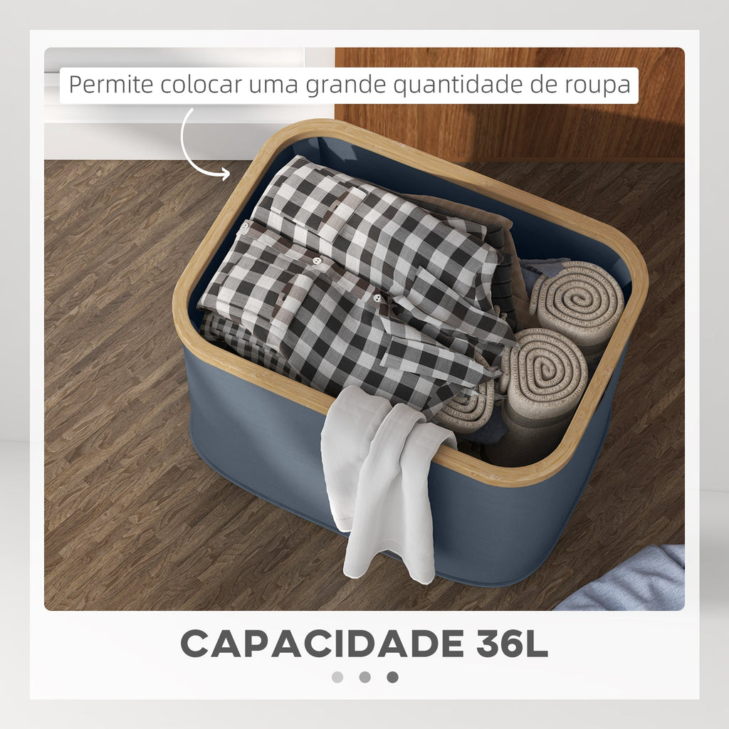 Cesto para Roupa Dobrável Cesto para Roupa Suja 36 L com Pega para Casa de Banho Dormitório Lavandaria 44,3x33,3x26,5 cm Cinza
