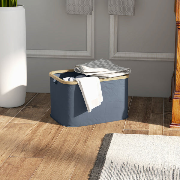 Cesto para Roupa Dobrável Cesto para Roupa Suja 36 L com Pega para Casa de Banho Dormitório Lavandaria 44,3x33,3x26,5 cm Cinza